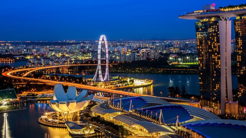 Singapore City Skyline — Blue, Dramatic