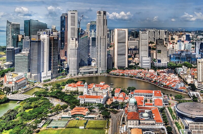 Singapore City Skyline — Blue