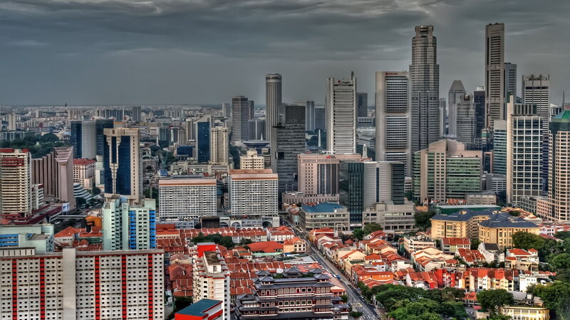 Singapore City Skyline — Gray