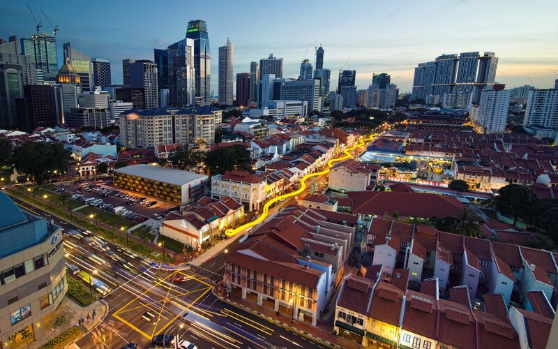 Singapore Cityscape — Blue