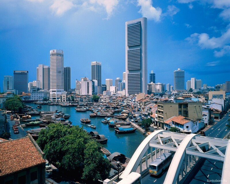 Singapore cityscape with river