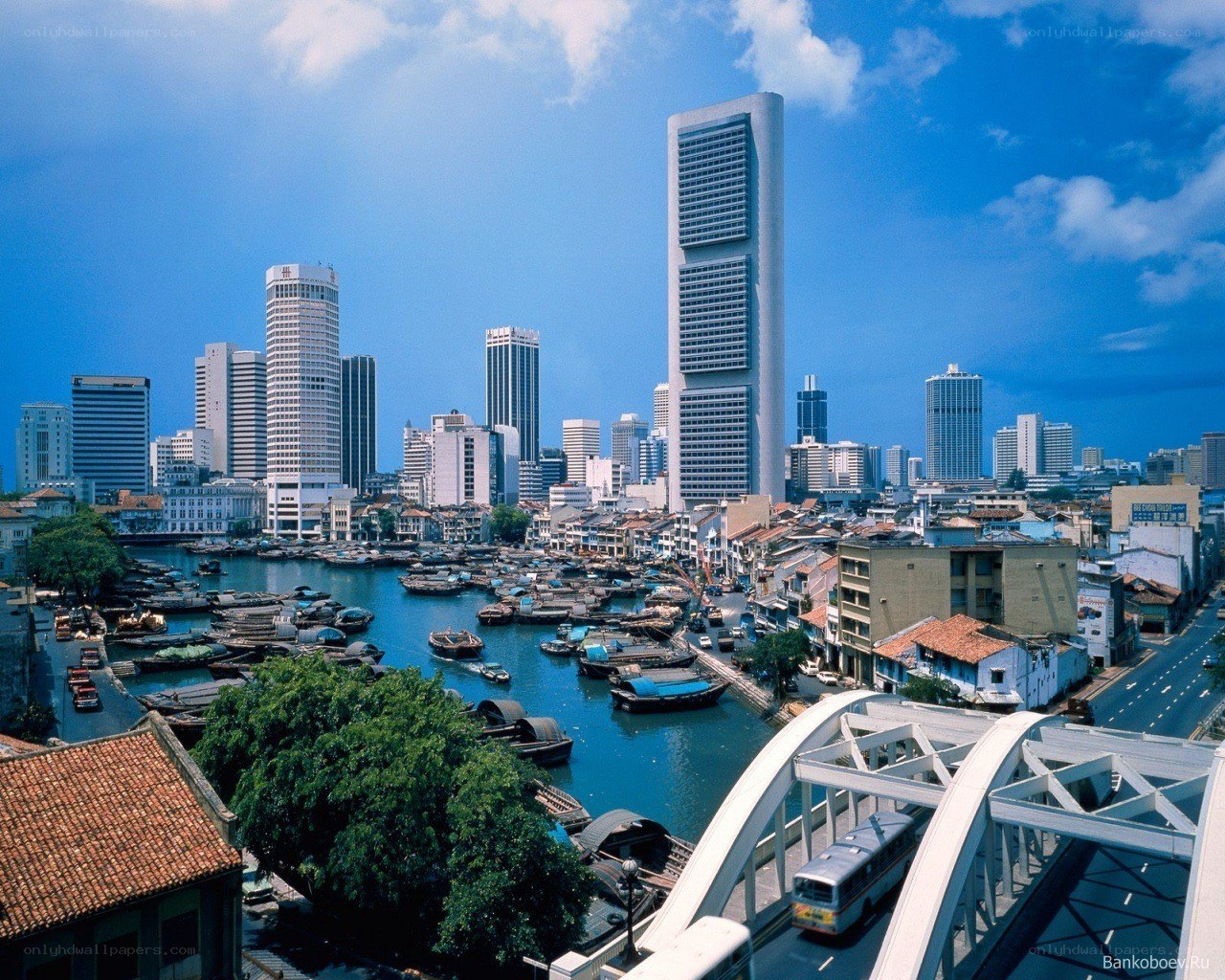 Singapore cityscape with river