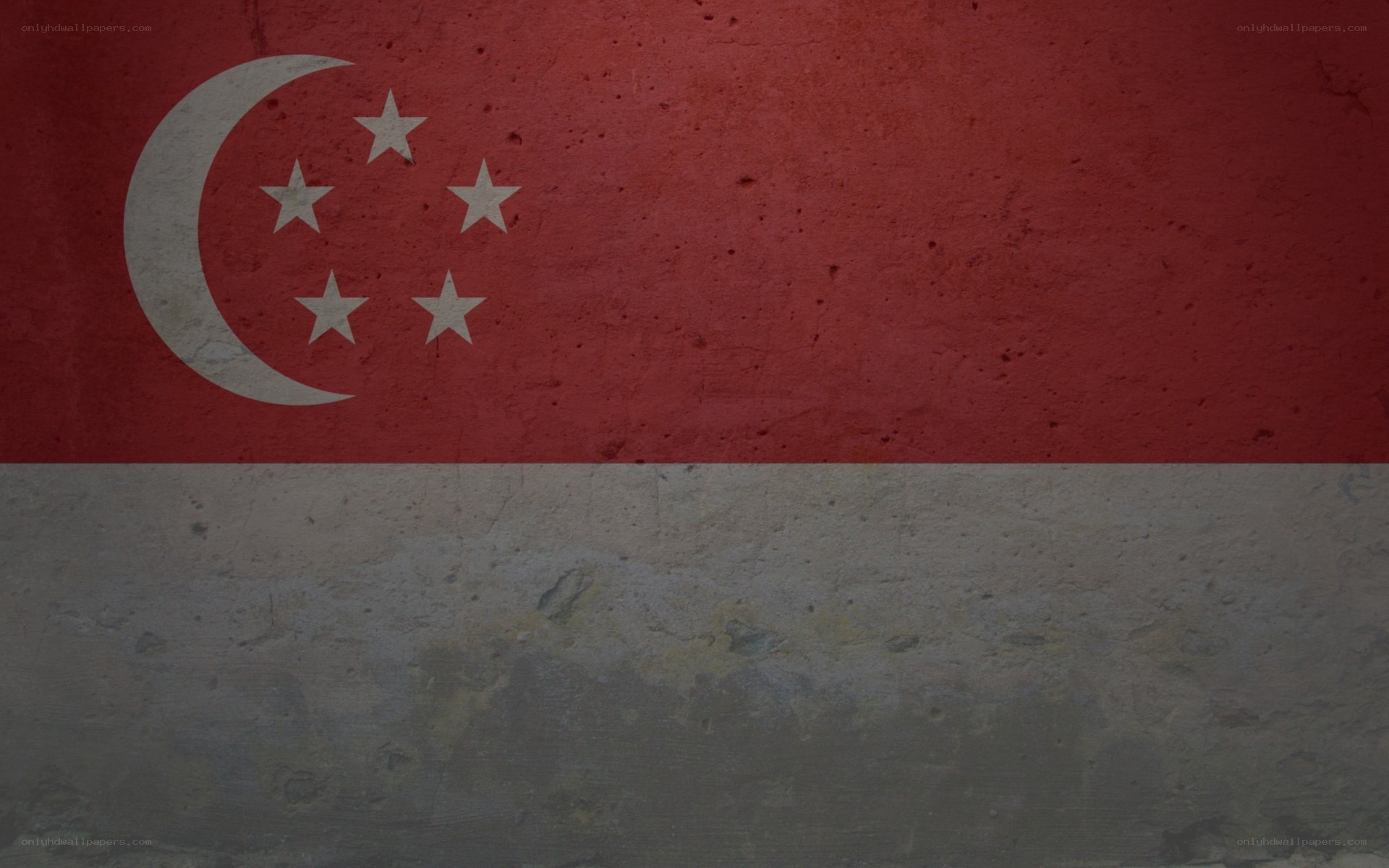 Singapore flag on textured wall