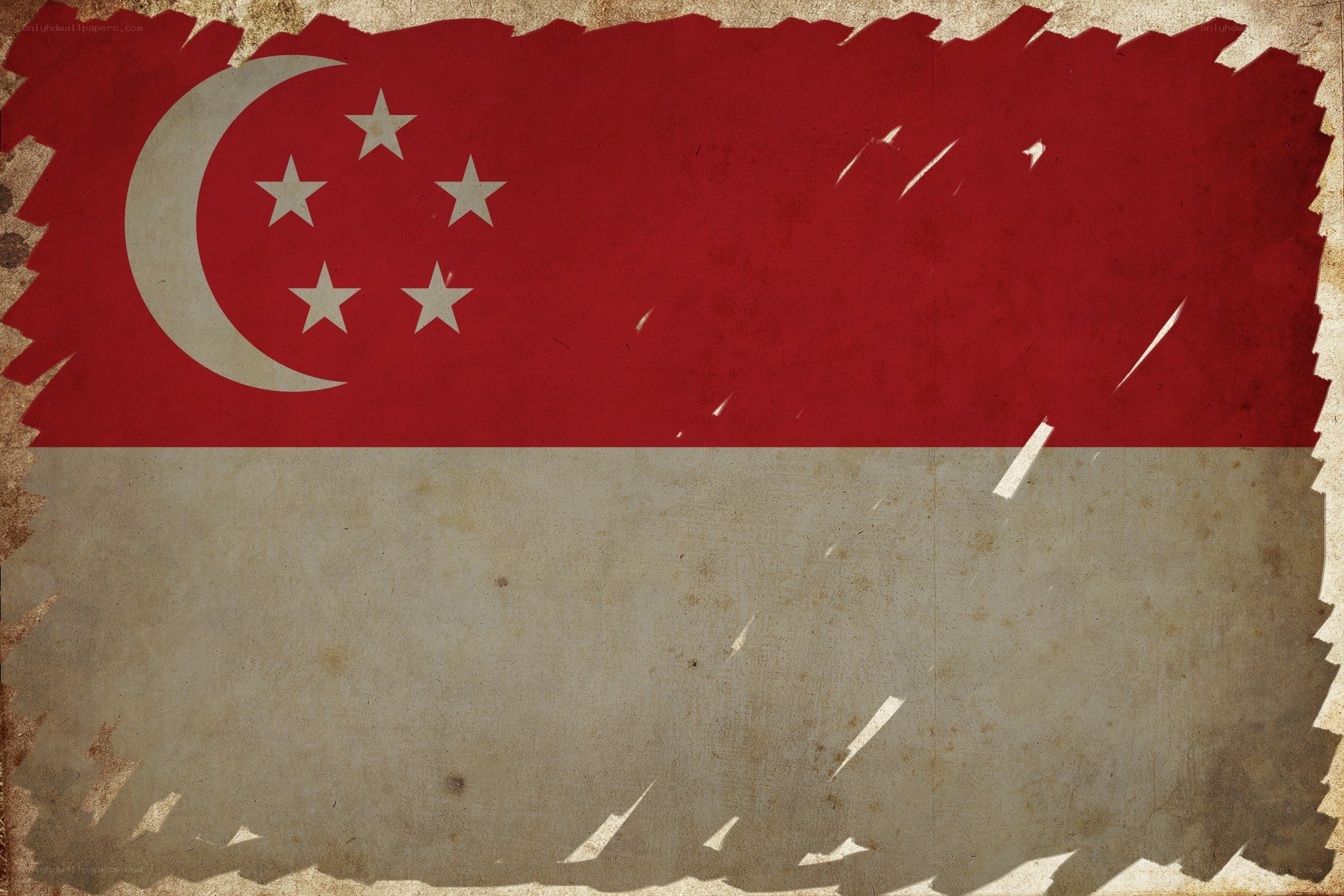Singapore flag with vintage texture