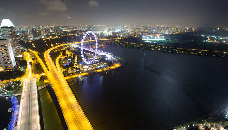 Singapore Flyer at Night — Black, Dramatic