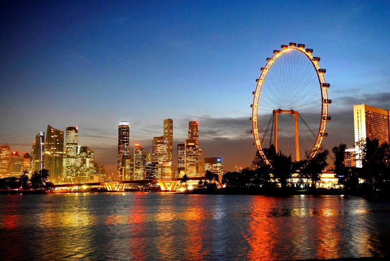Singapore Flyer at Night — Blue, Serene