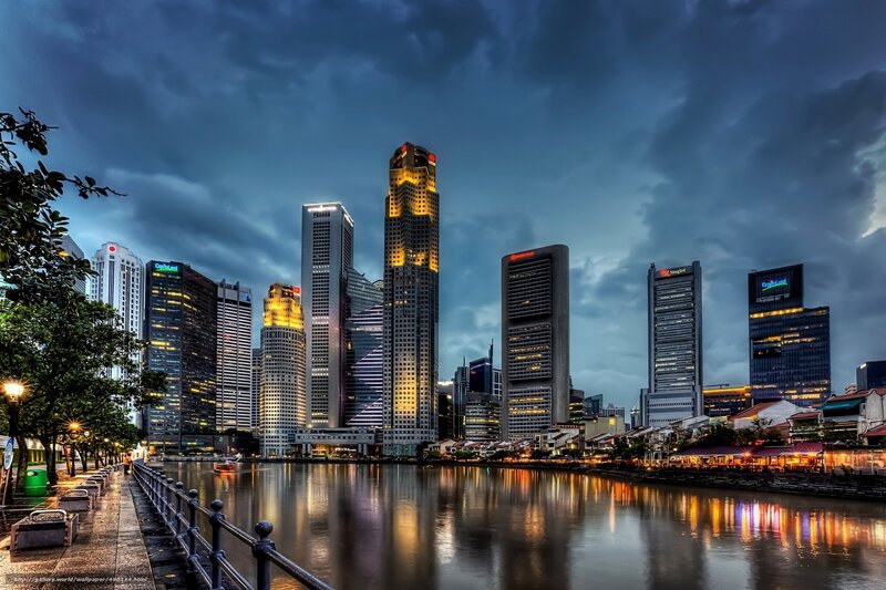 Singapore skyline at dusk