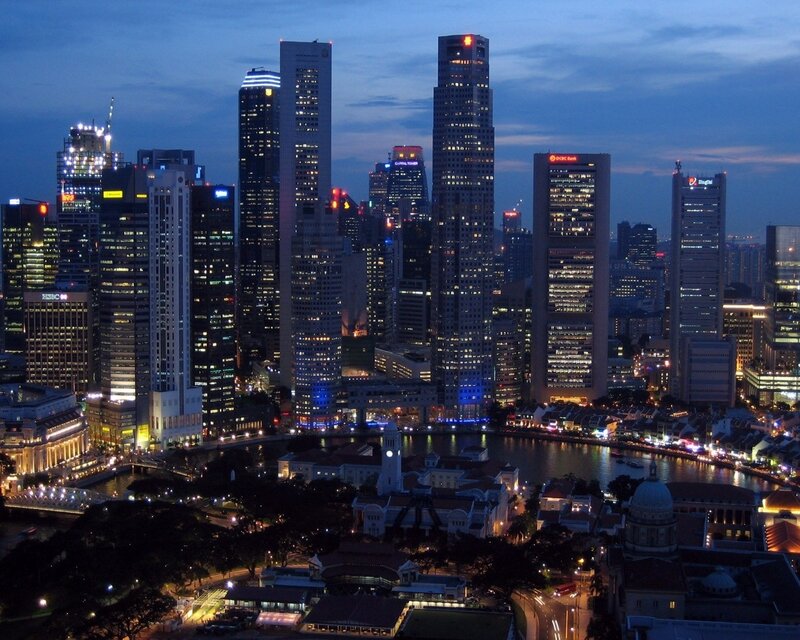 Singapore skyline at dusk