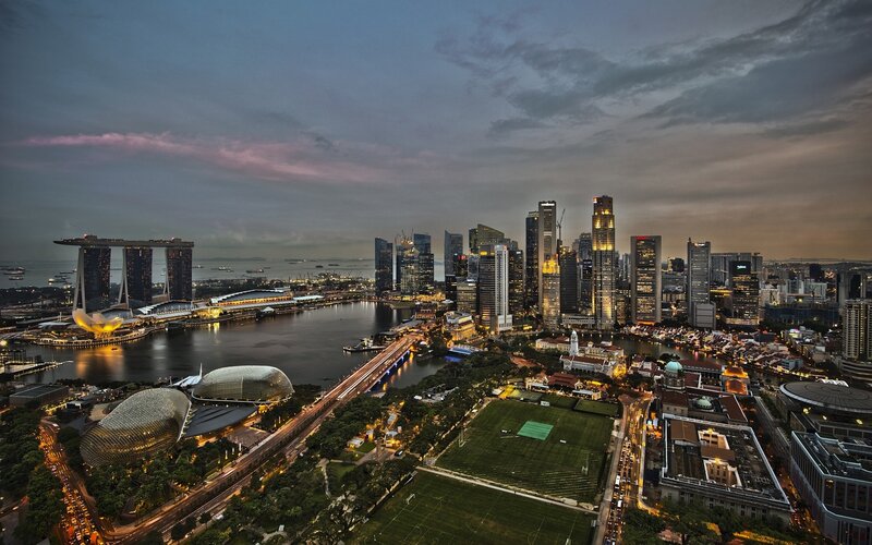 Singapore skyline at dusk