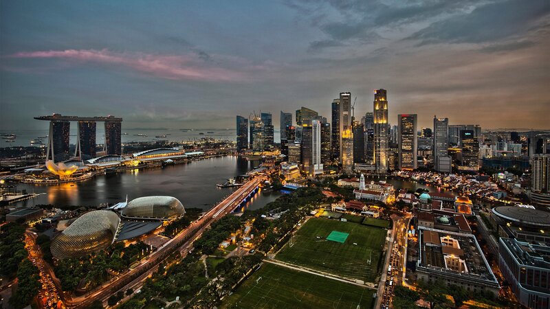 Singapore skyline at dusk