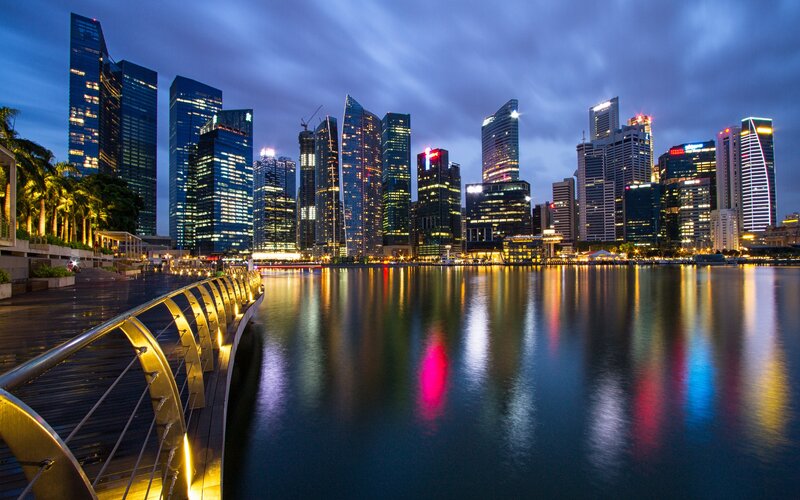 Singapore skyline at dusk