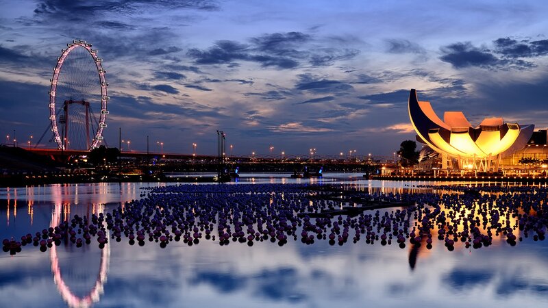 Singapore skyline at dusk