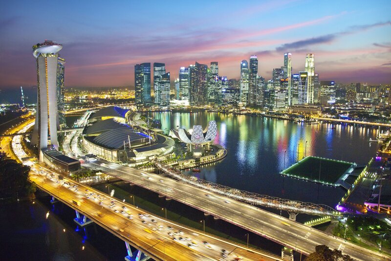 Singapore skyline at dusk