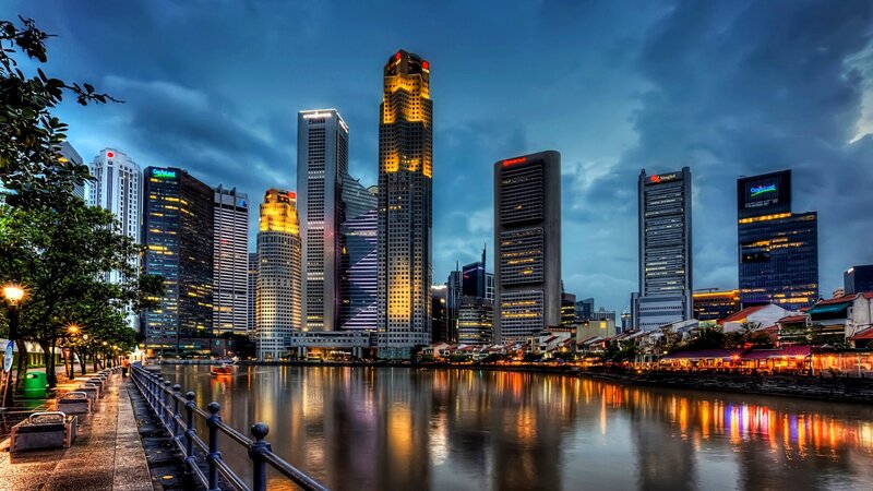 Singapore skyline at dusk