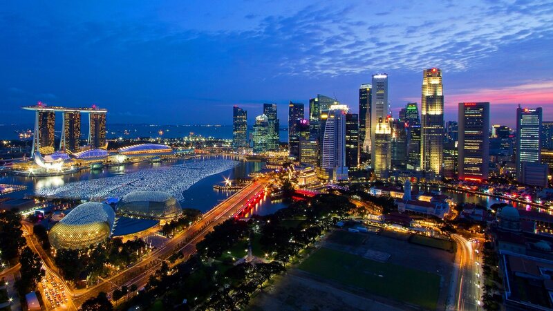 Singapore skyline at dusk