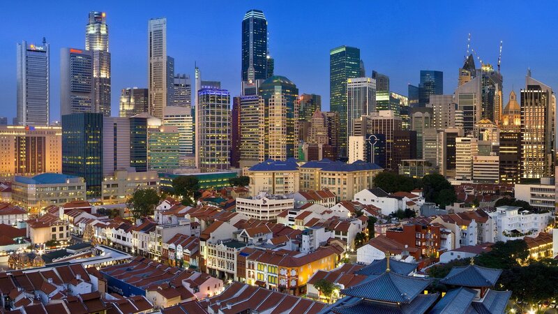 Singapore skyline at dusk