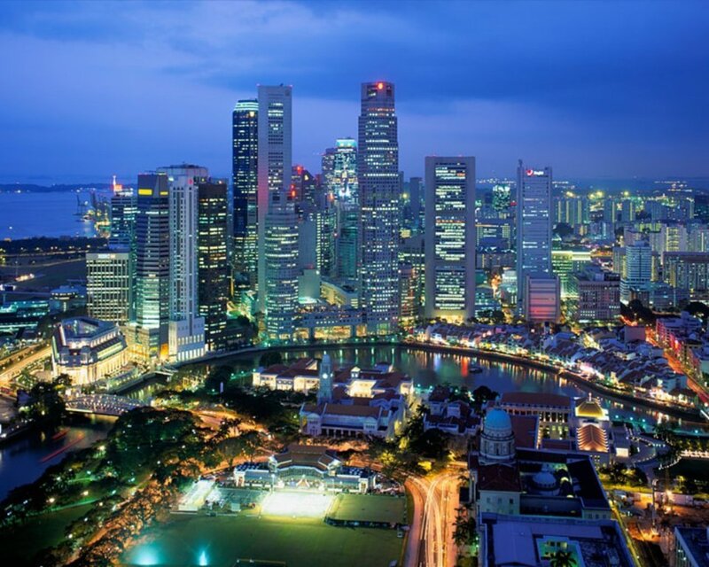 Singapore skyline at dusk