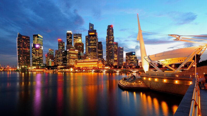 Singapore Skyline at Dusk — Blue, Calm, Night