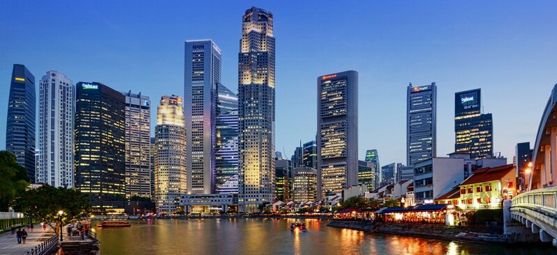 Singapore Skyline at Dusk — Blue, Calm