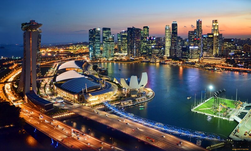 Singapore Skyline at Dusk — Blue, Dramatic, Sunset