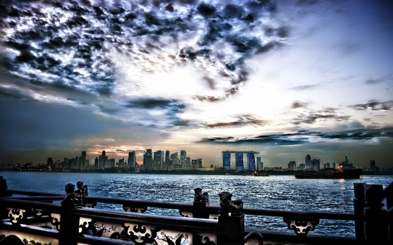 Singapore Skyline at Dusk — Blue, Dramatic