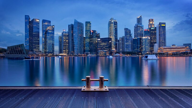 Singapore Skyline at Dusk — Blue, Serene, Night