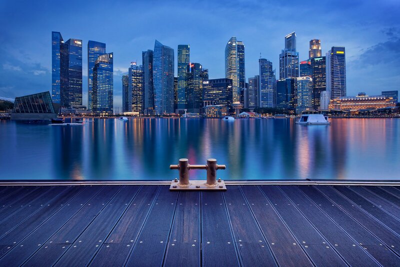 Singapore Skyline at Dusk — Blue, Serene