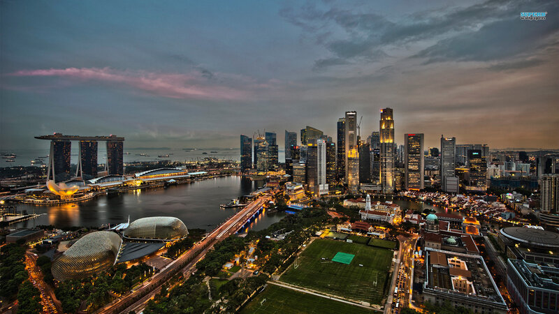 Singapore Skyline at Dusk — Blue