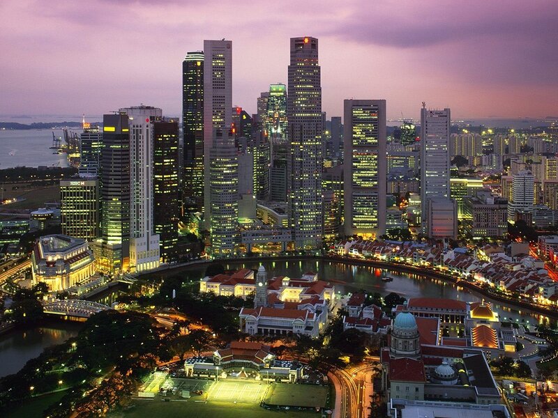 Singapore Skyline at Dusk — Purple, Dramatic, Sunset