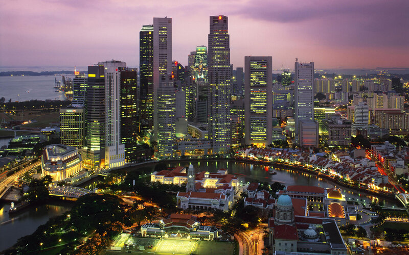 Singapore Skyline at Dusk — Purple, Dramatic