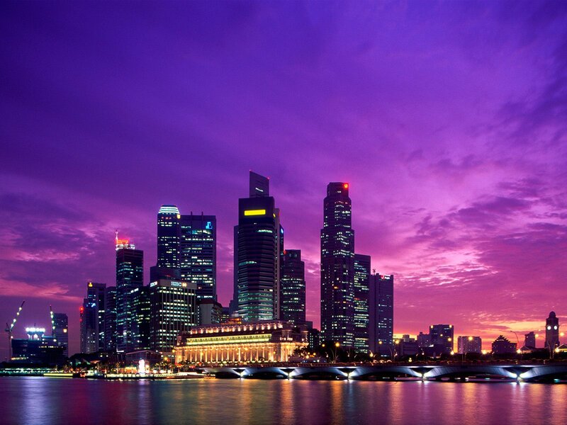 Singapore Skyline at Dusk — Purple