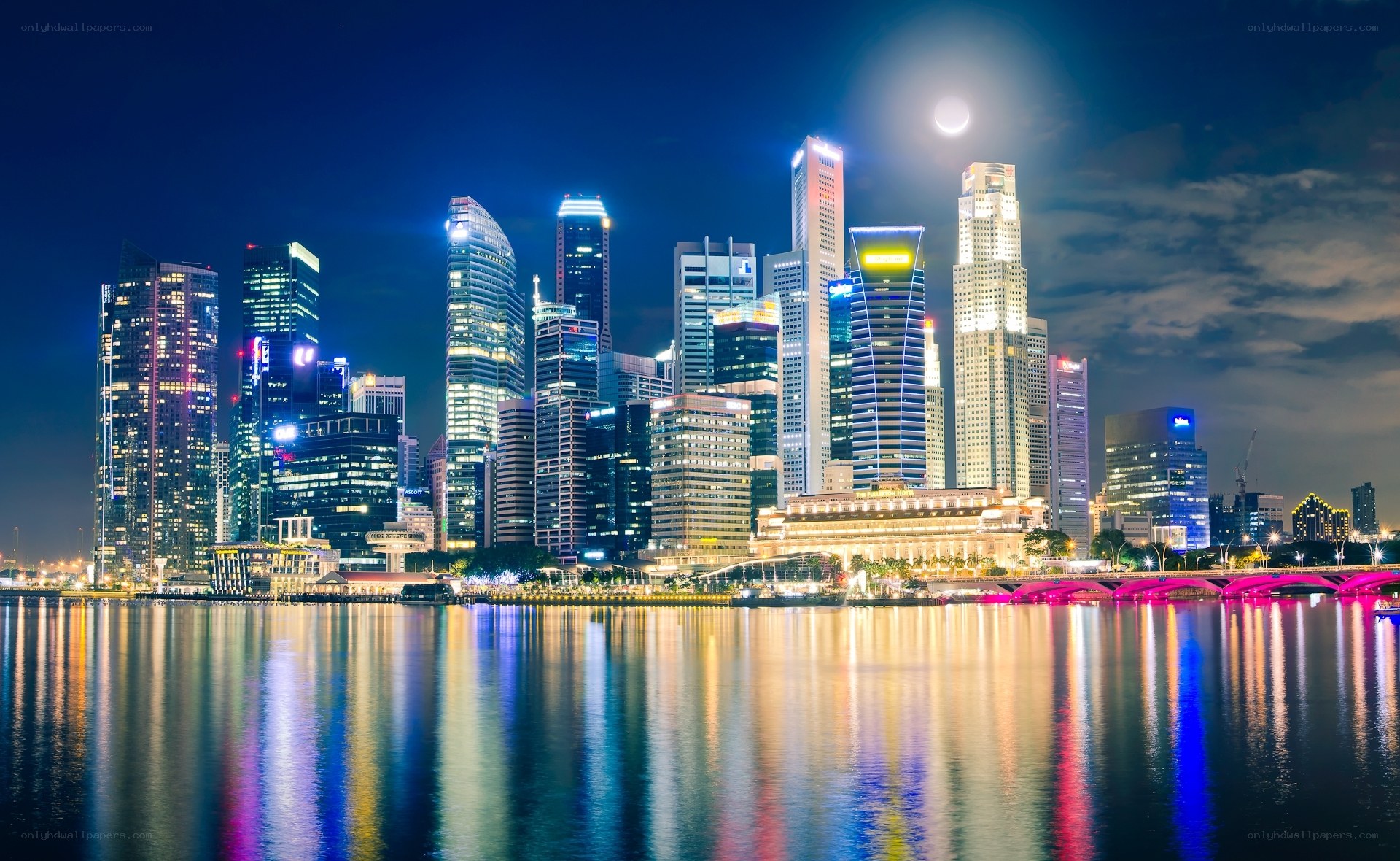Singapore skyline at night