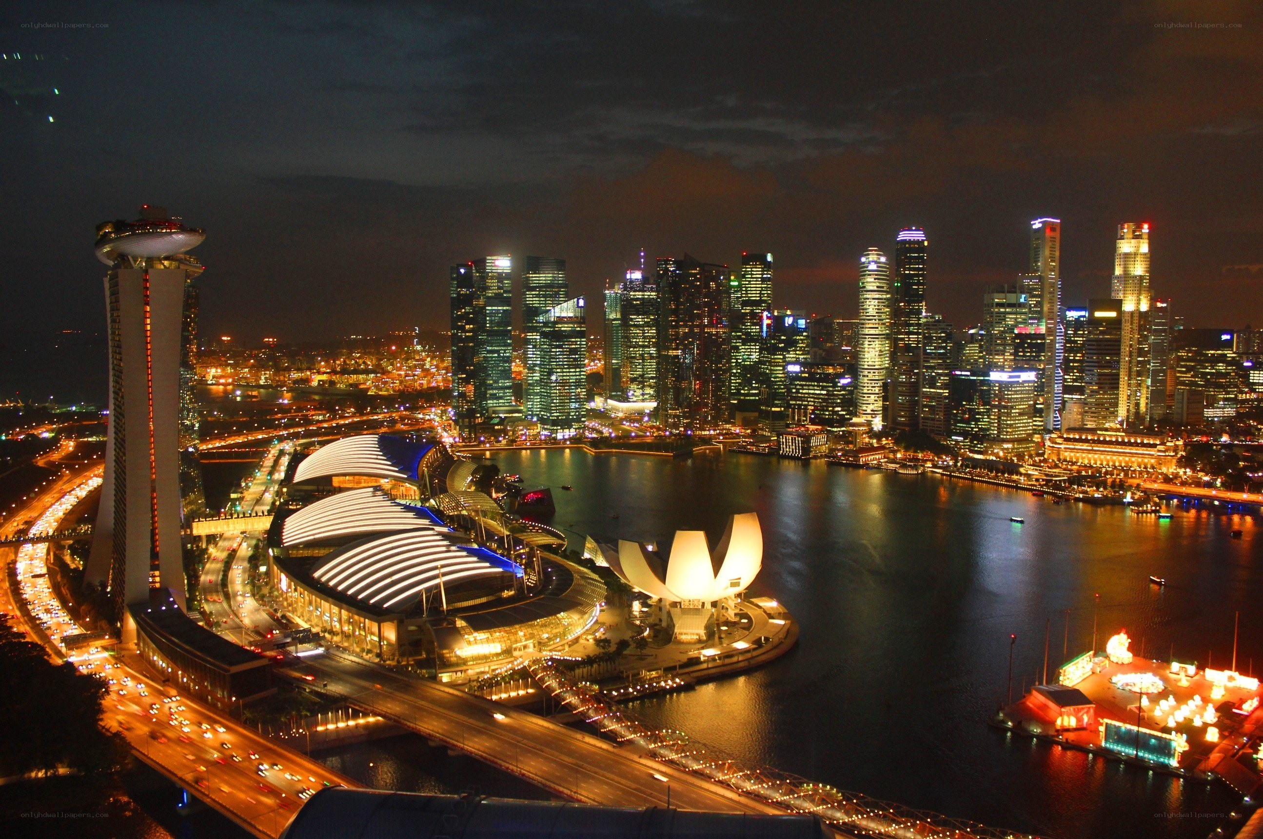 Singapore skyline at night