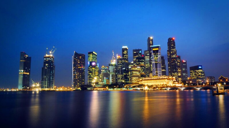 Singapore skyline at night