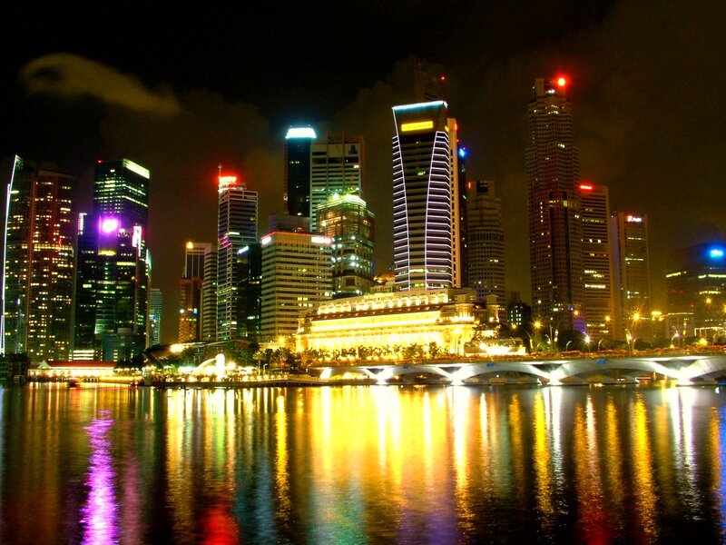 Singapore skyline at night