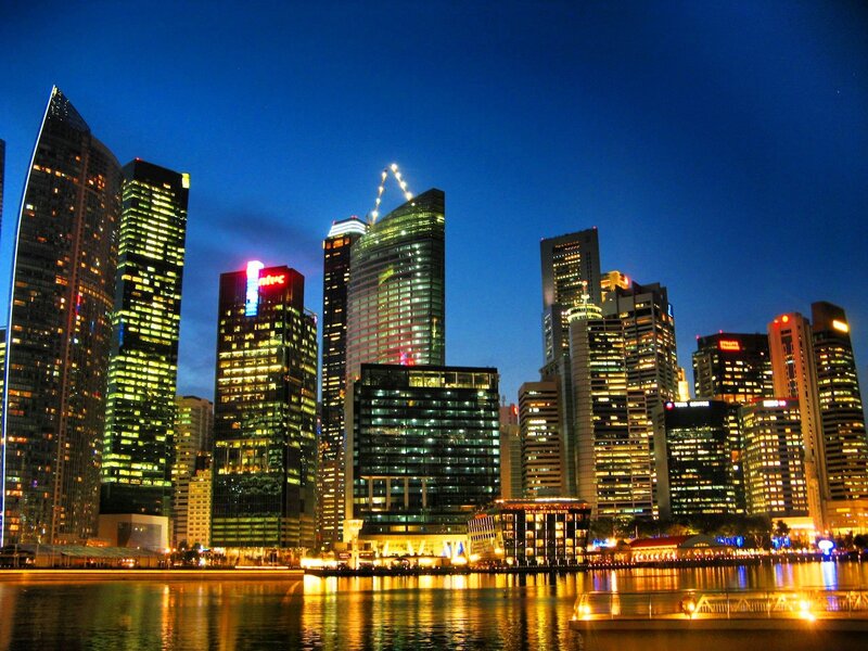 Singapore skyline at night