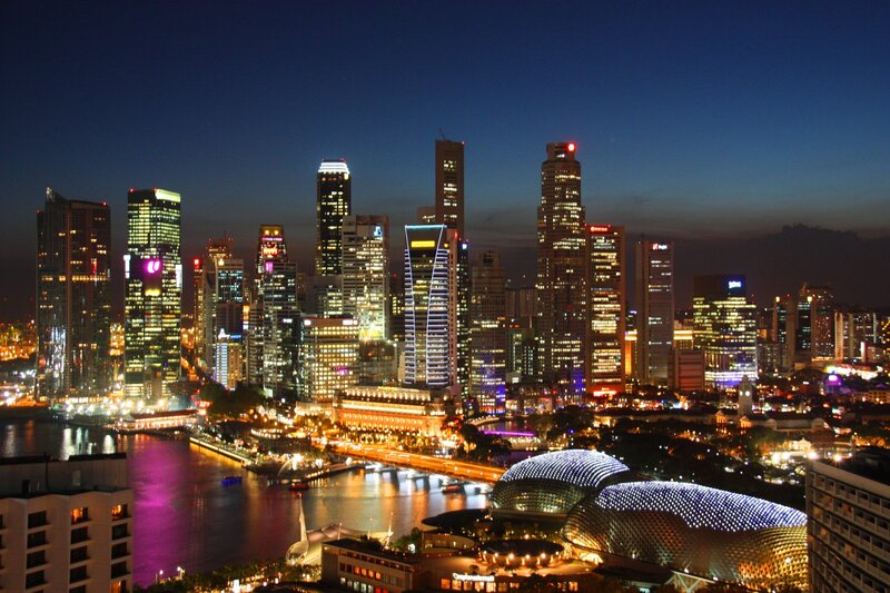 Singapore skyline at night