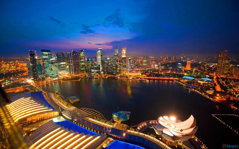 Singapore skyline at night
