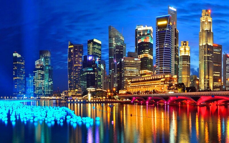 Singapore skyline at night
