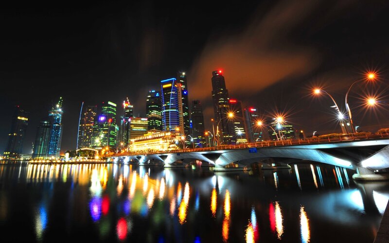 Singapore skyline at night