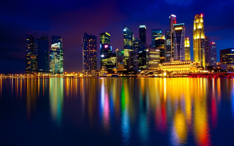 Singapore skyline at night