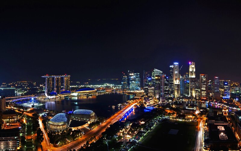 Singapore skyline at night
