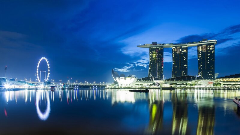Singapore skyline at night
