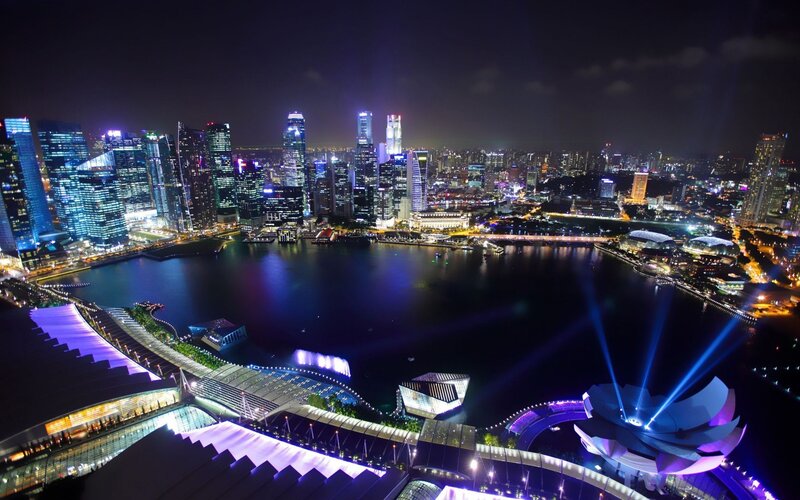 Singapore skyline at night