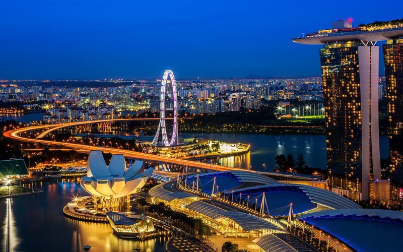 Singapore skyline at night