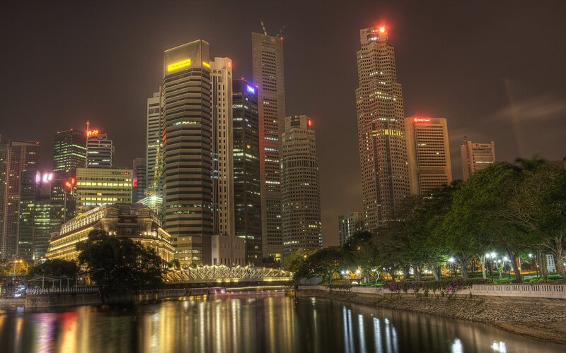 Singapore skyline at night