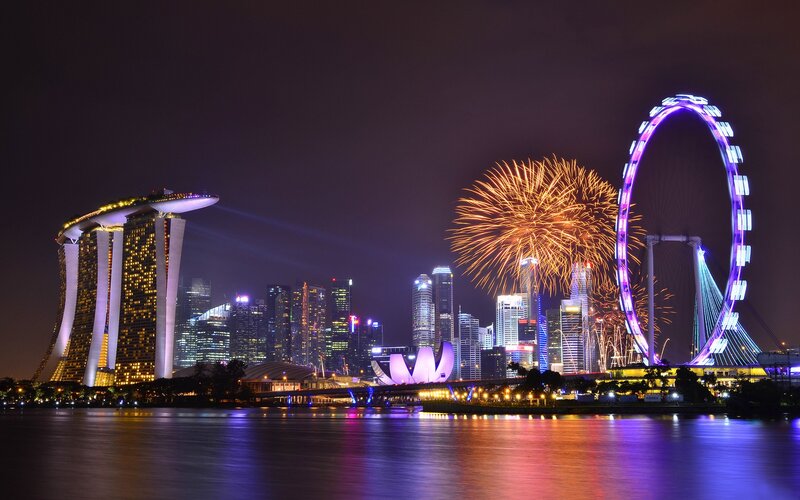Singapore skyline at night