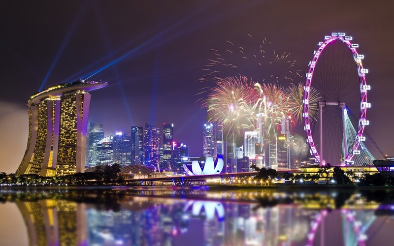 Singapore skyline at night