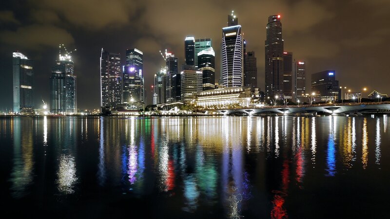 Singapore skyline at night