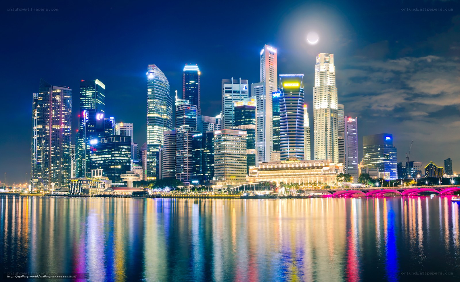 Singapore skyline at night